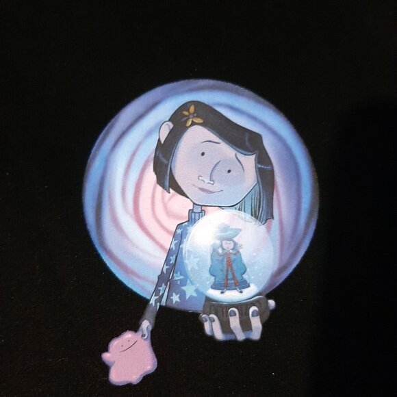 Coraline movie doll button eye graphic hoodie heavy duty thick comfy new Small - Picture 3 of 9
